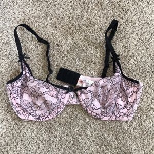 Pink lace bra